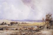 Peter Dewint View on the Lowther,with Cattle in the Water oil on canvas